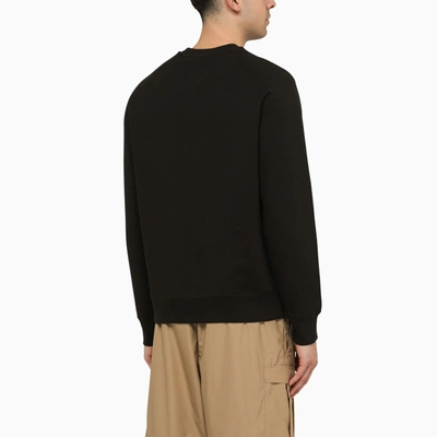 Shop Moncler Black Cotton Crewneck Sweatshirt With Logo Patch