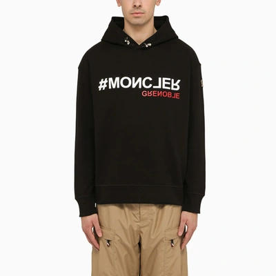 Shop Moncler Grenoble Black Cotton Sweatshirt With Logo