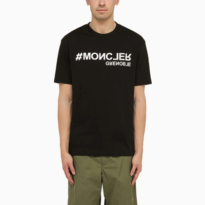 Shop Moncler Grenoble Black Cotton T Shirt With Logo