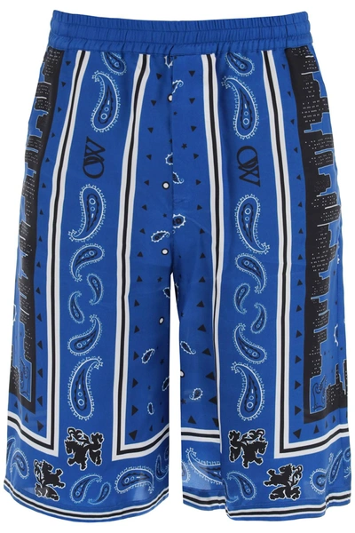 Shop Off-white Off White Bermuda Shorts With Paisley Pattern