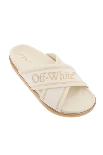 Shop Off-white Off White Embroidered Logo Slides With