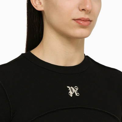Shop Palm Angels Black Cotton Mini Dress With Logo