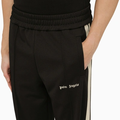 Shop Palm Angels Black Jogging Trousers With Bands