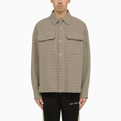 Shop Palm Angels Checked Cotton Shirt Jacket With Logo