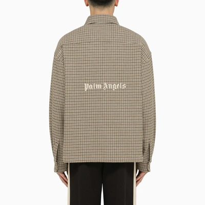 Shop Palm Angels Checked Cotton Shirt Jacket With Logo
