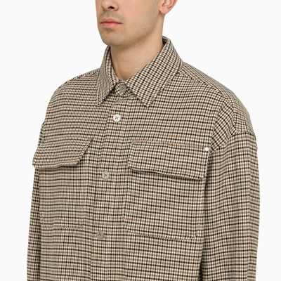 Shop Palm Angels Checked Cotton Shirt Jacket With Logo