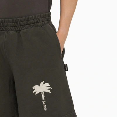 Shop Palm Angels Grey Cotton Bermuda Shorts With Print