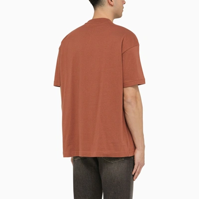 Shop Palm Angels Hazelnut Coloured Cotton T Shirt With Print