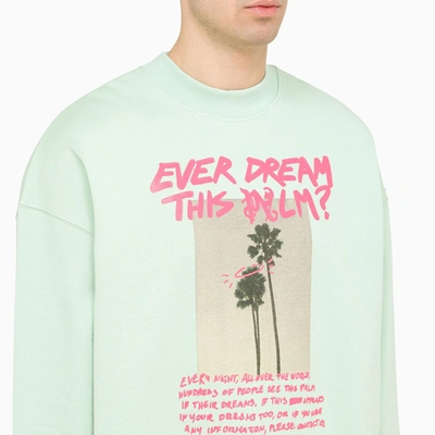 Shop Palm Angels Mint Green Cotton Crewneck Sweatshirt With Print