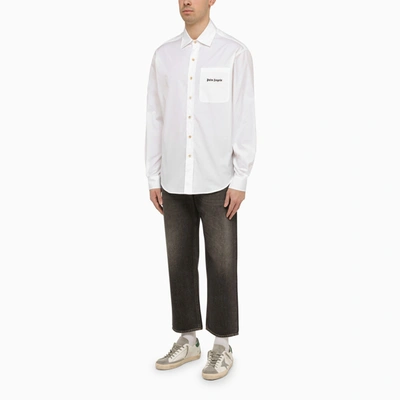 Shop Palm Angels White Cotton Shirt With Logo