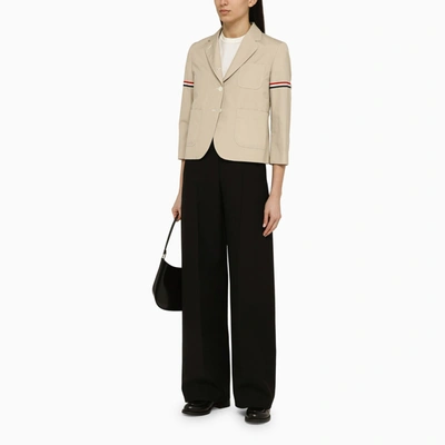 Shop Thom Browne Khaki Cotton Blend Short Blazer