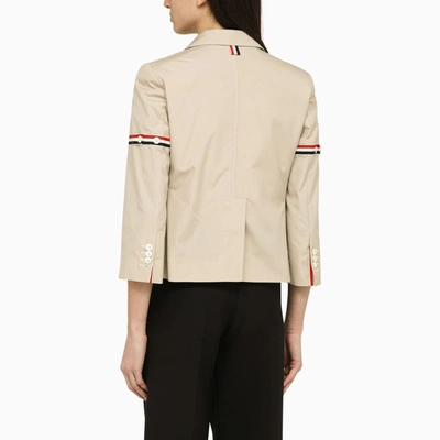 Shop Thom Browne Khaki Cotton Blend Short Blazer