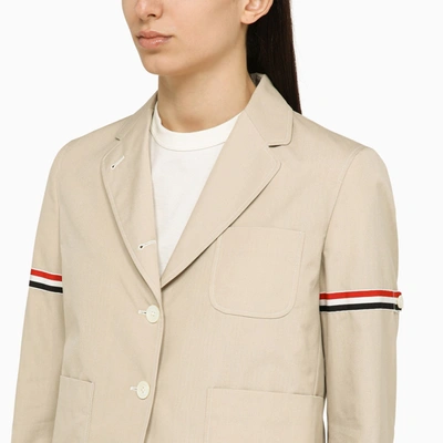 Shop Thom Browne Khaki Cotton Blend Short Blazer