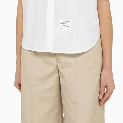 Shop Thom Browne White Short Sleeved Shirt With Patch