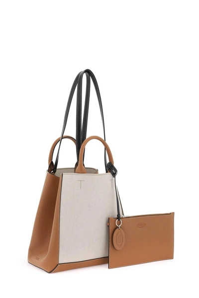 Shop Tod's Canvas & Leather Small Tote Bag