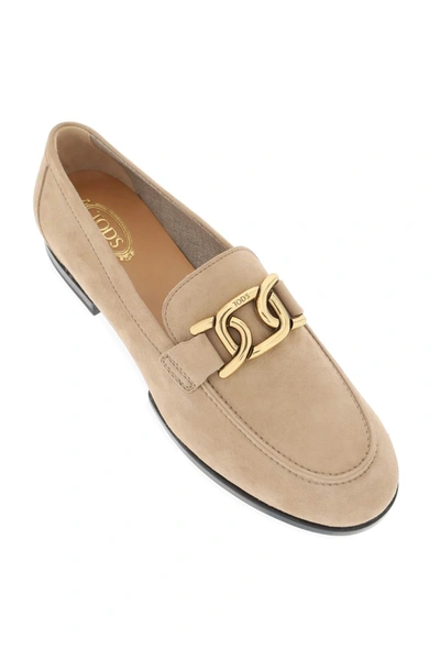 Shop Tod's Suede Leather Kate Loafers In