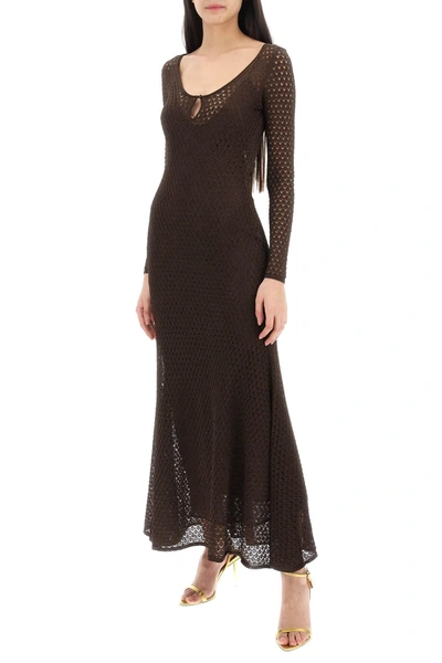 Shop Tom Ford Long Knitted Lurex Perforated Dress