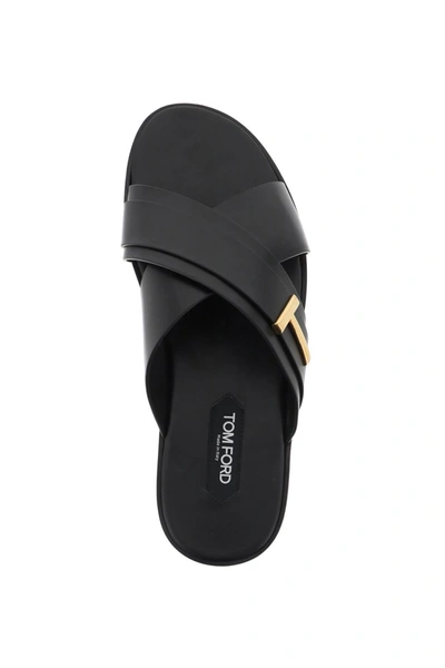 Shop Tom Ford Preston Leather Sandals In