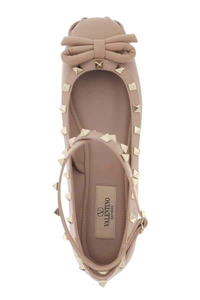 Shop Valentino Garavani Silk Rockstud Ballet Flats