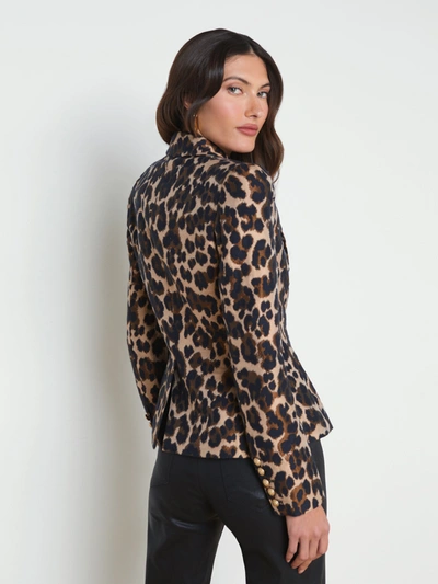 Shop L Agence Bethany Tapered Blazer In Cashew Multi Leopard Jacquard