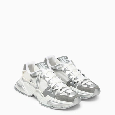 Shop Dolce & Gabbana Dolce&gabbana Air Master Silver/white Fabric Sneaker Men