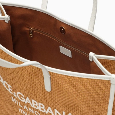 Shop Dolce & Gabbana Dolce&gabbana Large Honey-coloured Shopping Bag With Logo Women In Orange