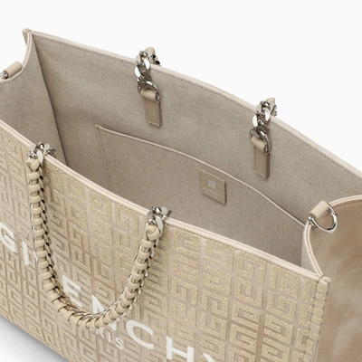 Shop Givenchy G-tote Medium Gold Canvas With Chain Women In Silver