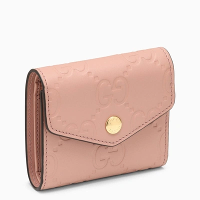 Shop Gucci Tri-fold Pink Leather Wallet Women