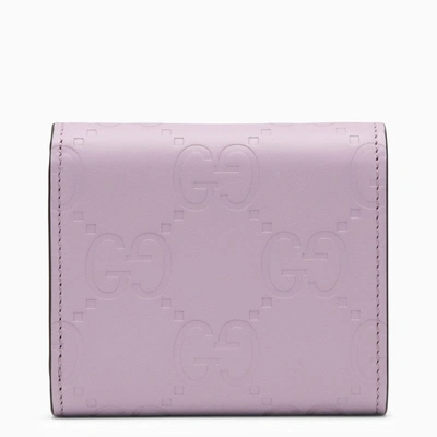 Shop Gucci Tri-fold Lavender Leather Wallet Women In Purple
