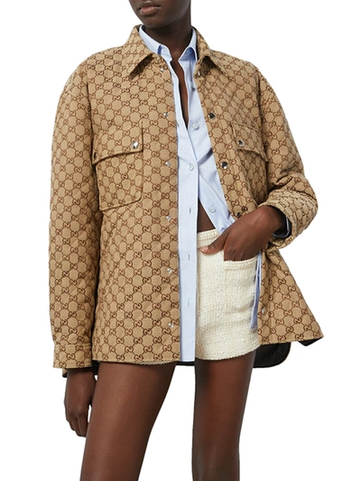 Shop Gucci Women Shirt In Gg Fabric In Brown