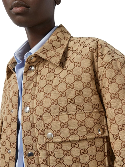 Shop Gucci Women Shirt In Gg Fabric In Brown