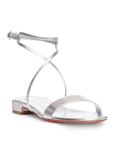 Shop Christian Louboutin Louboutin Women Miss Choca Flat Sandals In Silver