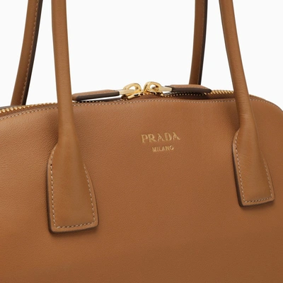 Shop Prada Large Caramel-coloured Leather Shopping Bag Women In Orange