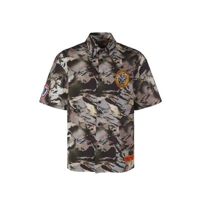 Shop Heron Preston Camouflage Popline Shirt