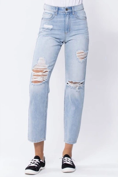 Shop Sneak Peek High Rise 90's Straight Leg Jean In Light Denim In Blue