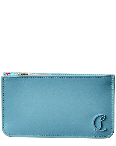 Shop Christian Louboutin Loubi54 Leather Card Holder In Blue