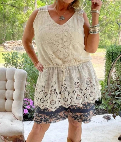 Jaded Gypsy Dream Weaver Tunic Top In Parchment In Beige