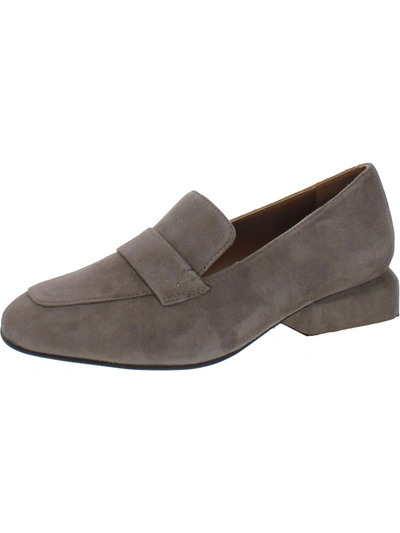 Shop Castaã±er Marron Womens Suede Slip On Loafer Heels In Grey