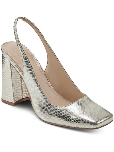 Shop Marc Fisher Ltd Onna Womens Square Toe Leather Heels In Silver