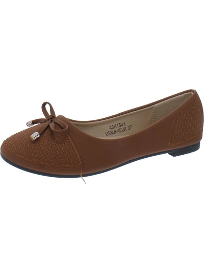 Shop Crepuscolo Womens Faux Leather Slip-on Ballet Flats In Brown
