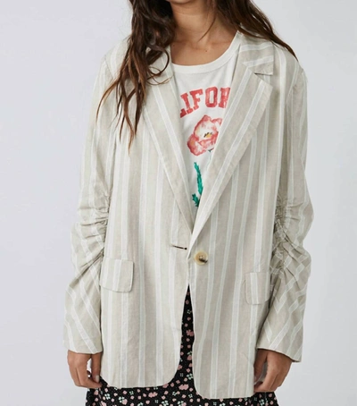 Free People Fern Stripe Oversize Linen Blend Blazer In Multi