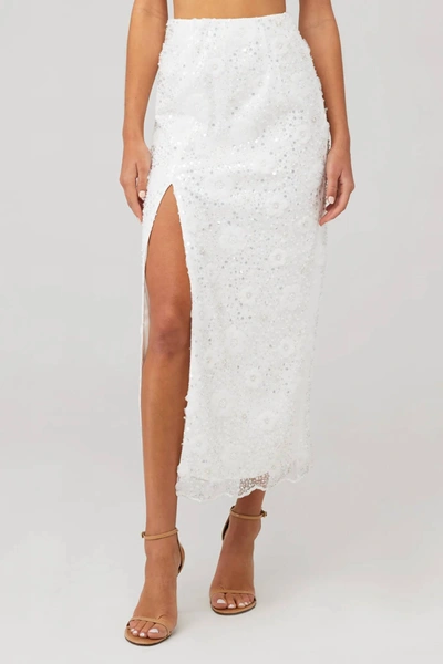 Shop Show Me Your Mumu Love Letter Skirt In Embellished Tulle Floral In White