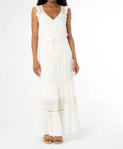 Shop Lovestitch The Paonia Vanilla V-neck Sleeveless Maxi Dress In White