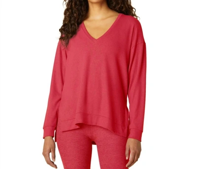 Shop Beyond Yoga Long Weekend Lounge Pullover In Coral In Pink