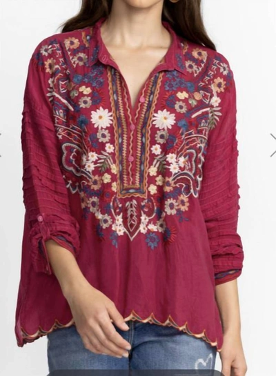 Shop Johnny Was Aubrette Blouse In Raspberry In Red