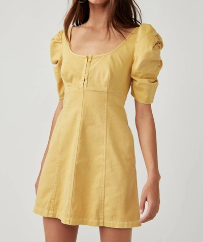 Shop Free People Cheyenne Denim Mini Dress In Mustard In Yellow