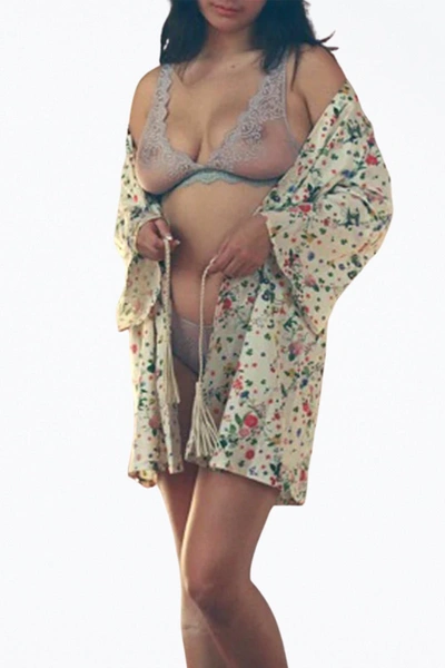 Shop Only Hearts Marianne Floral Organic Cotton Kimono In White Floral