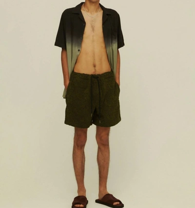 Shop Oas Men's Squiggle Terry Shorts In Green/black