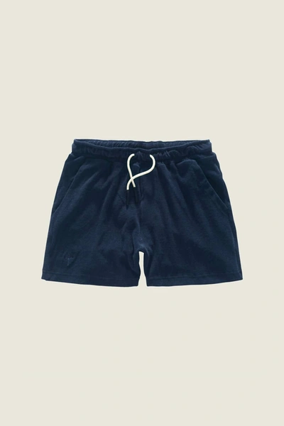 Shop Oas Navy Terry Shorts In 25-navy In Blue