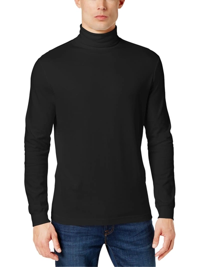 Shop Club Room Mens Solid Mockneck Turtleneck Shirt In Black